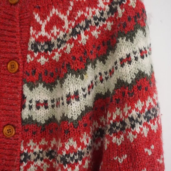 Vintage Encore Tricot Red 10% Wool Knit Icelandic Button Cardigan Sweater XL - Picture 8 of 16